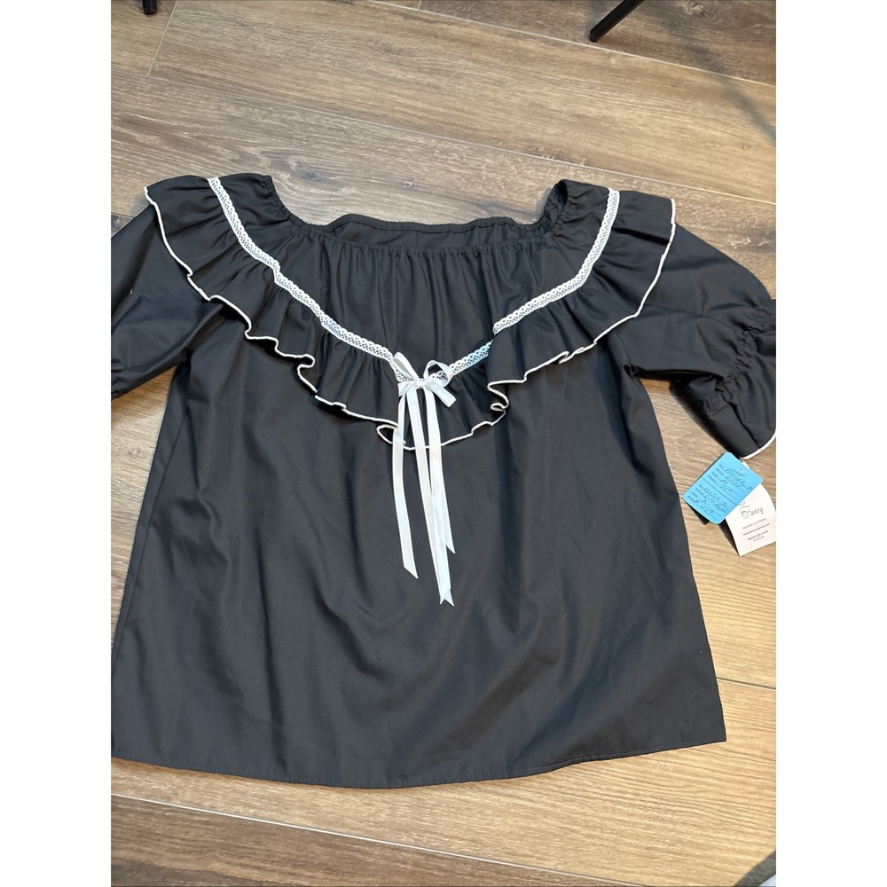 New Nwt Fun & Fancy USA Square Dancing Top Black Medium 6500 Prairie Western